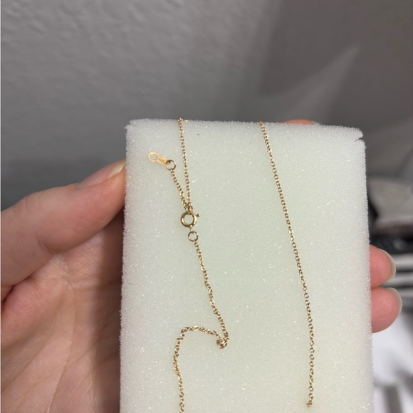 14K Gold Moss Agate Cabochon Small diamond necklace - Picture 9 of 12